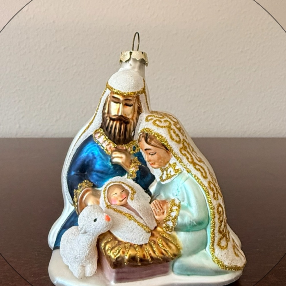 Demdaco Nativity Scene Ornament with Gold Accents